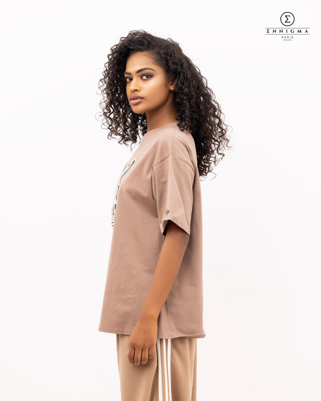 Oversized Taupe Bunny Graphic Tee