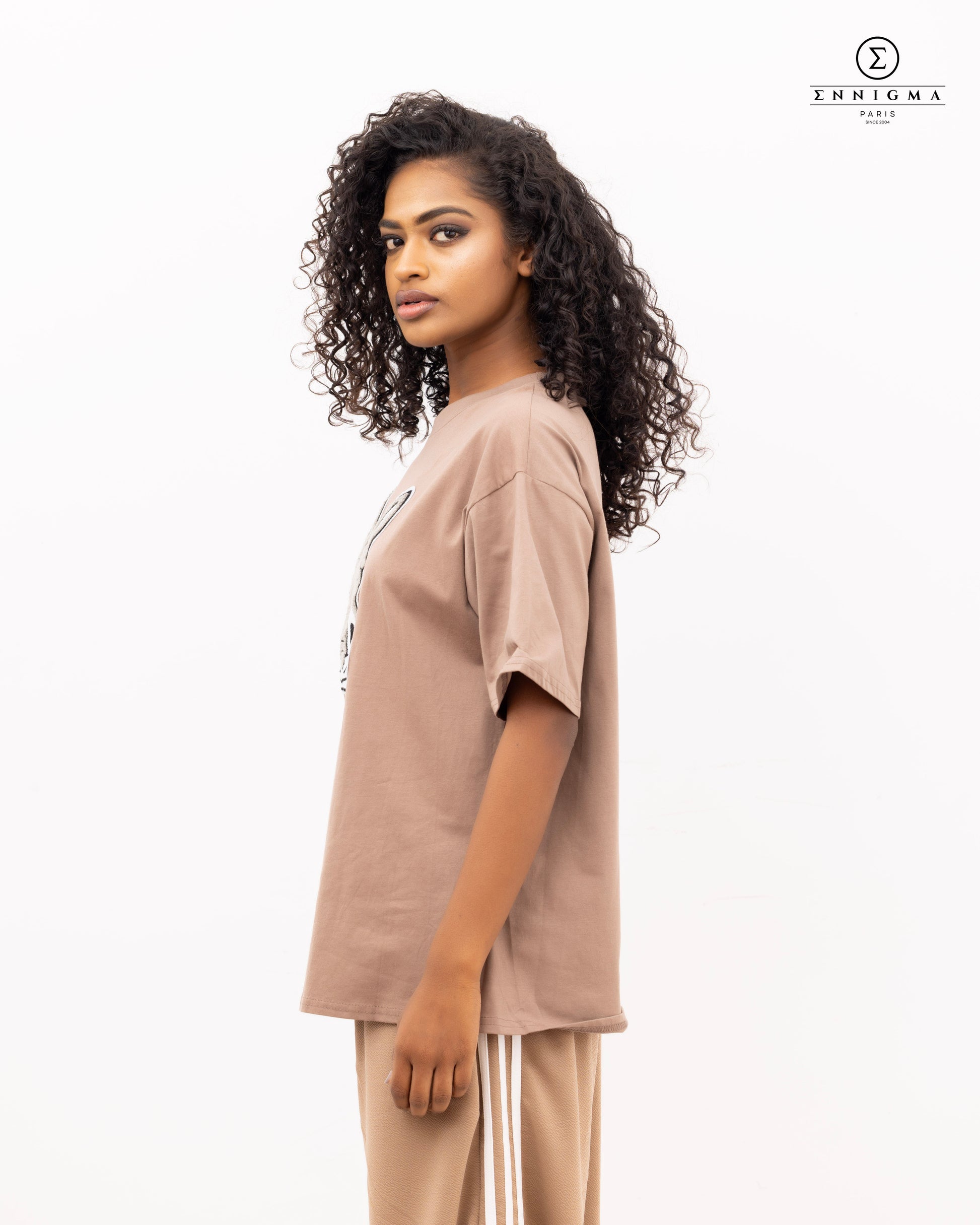 Oversized Taupe Bunny Graphic Tee
