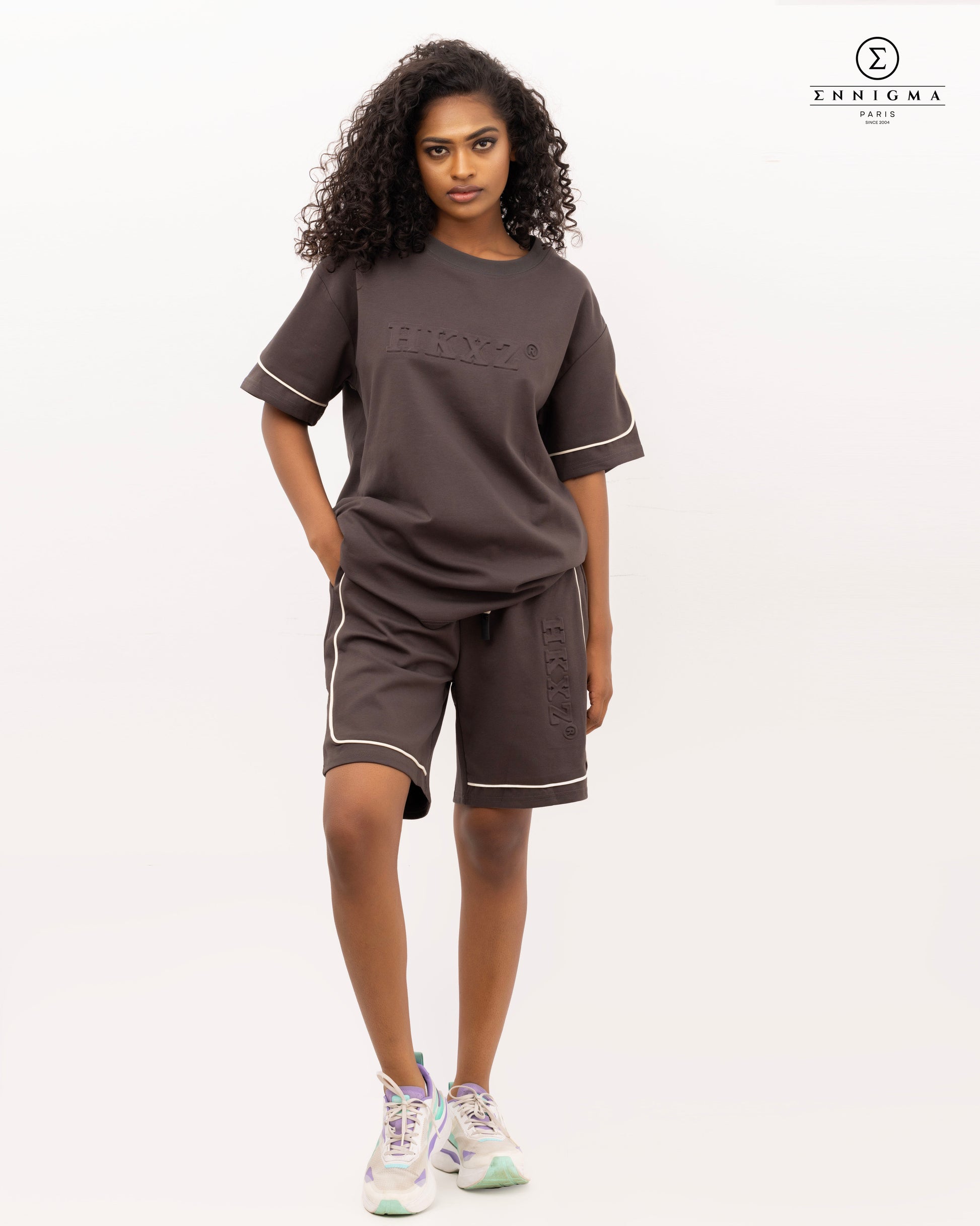 HKXYZ® Embossed Oversized Shorts Set