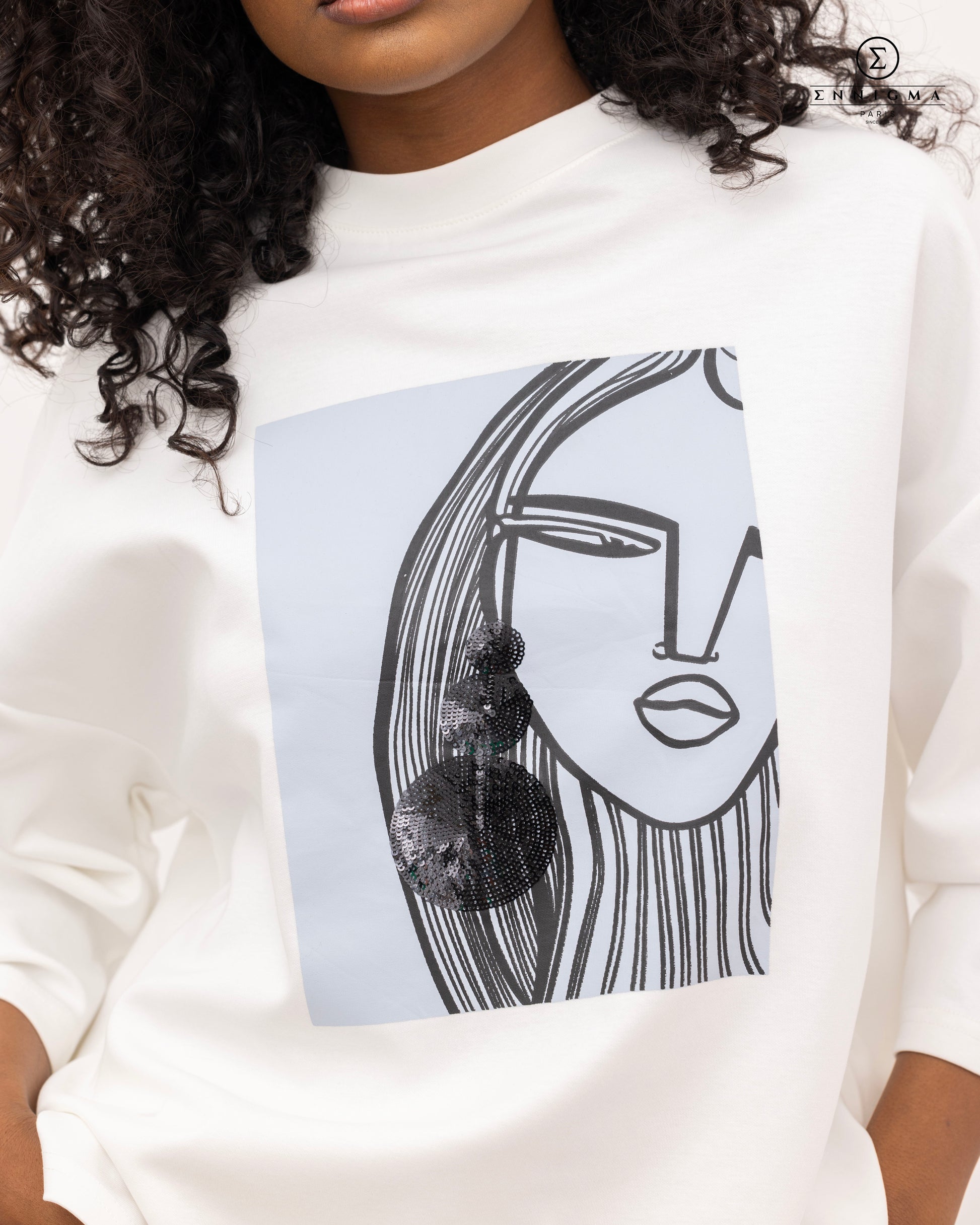 Abstract Line Art Oversized Sweatshirt