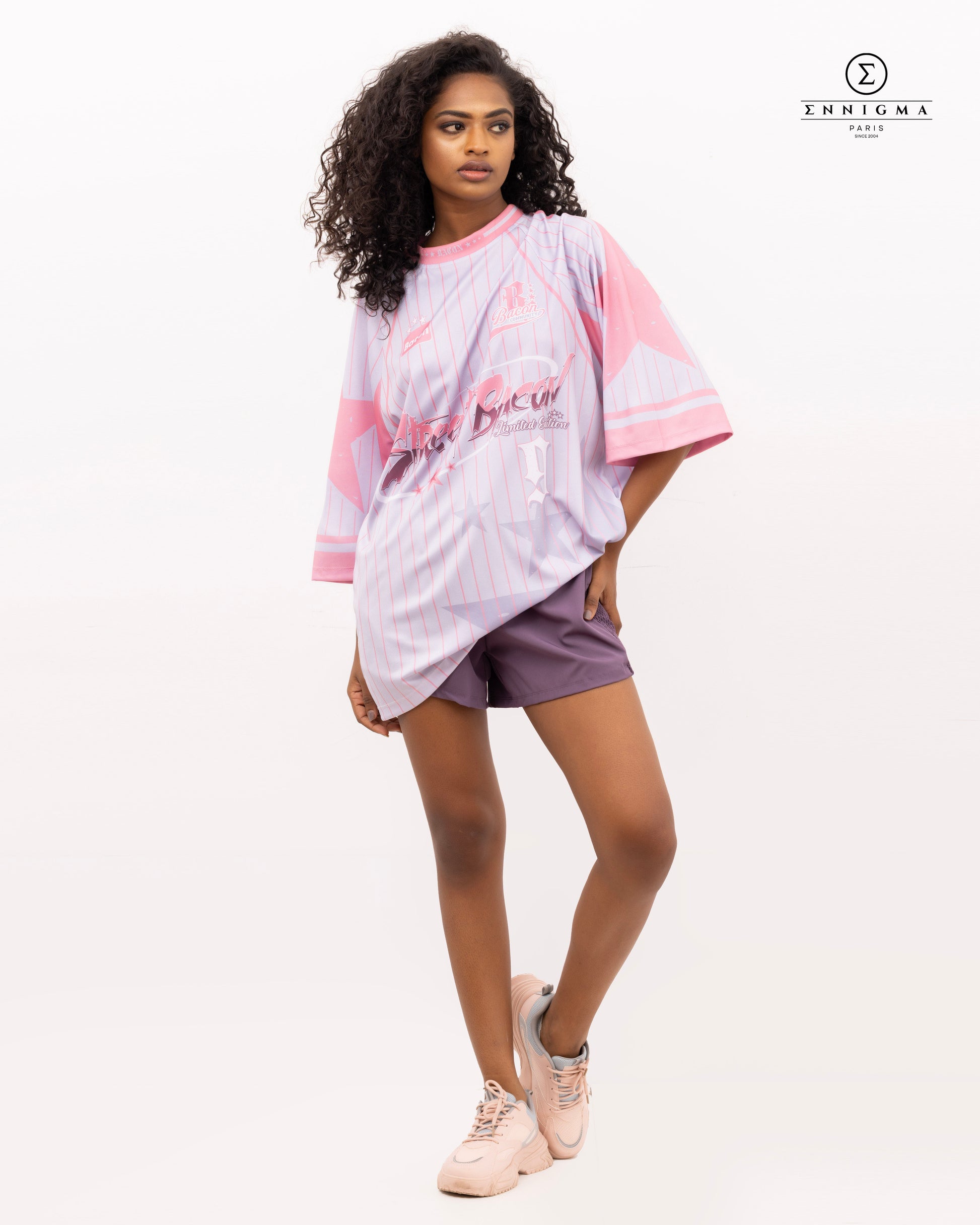 Lilac Pink Oversized Graphic Jersey Tee