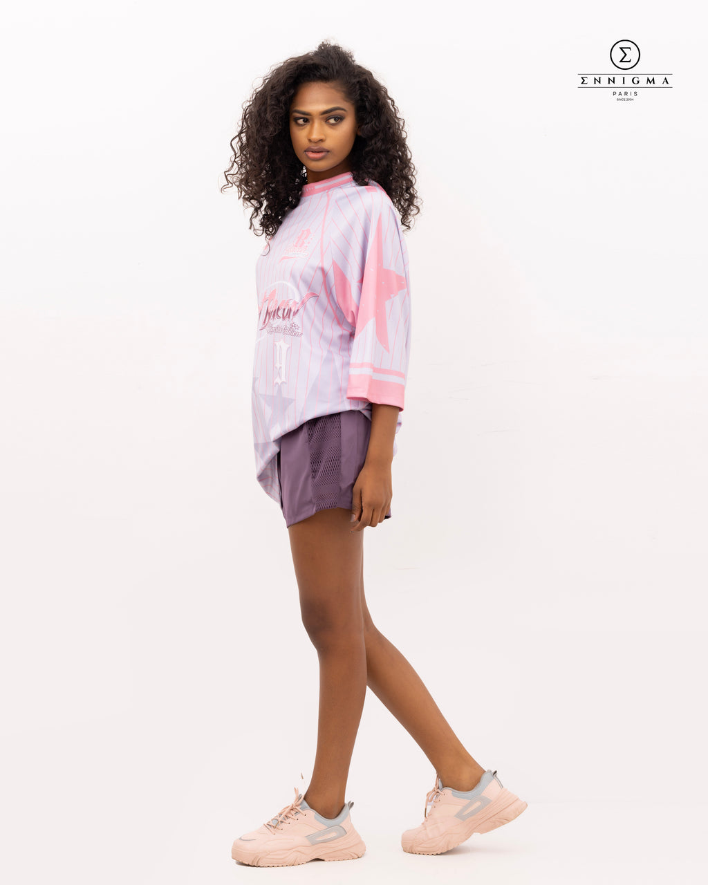 Lilac Pink Oversized Graphic Jersey Tee