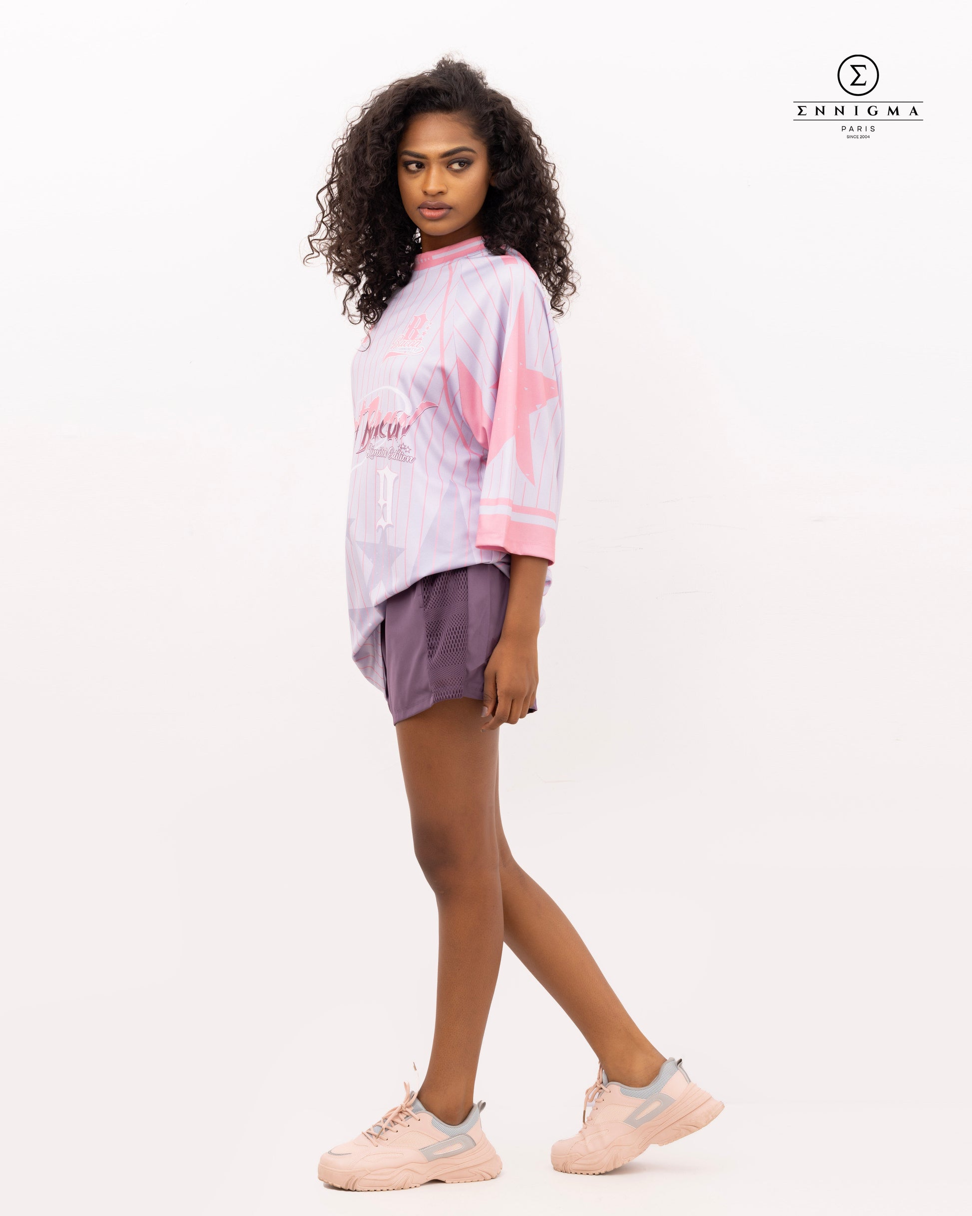 Lilac Pink Oversized Graphic Jersey Tee