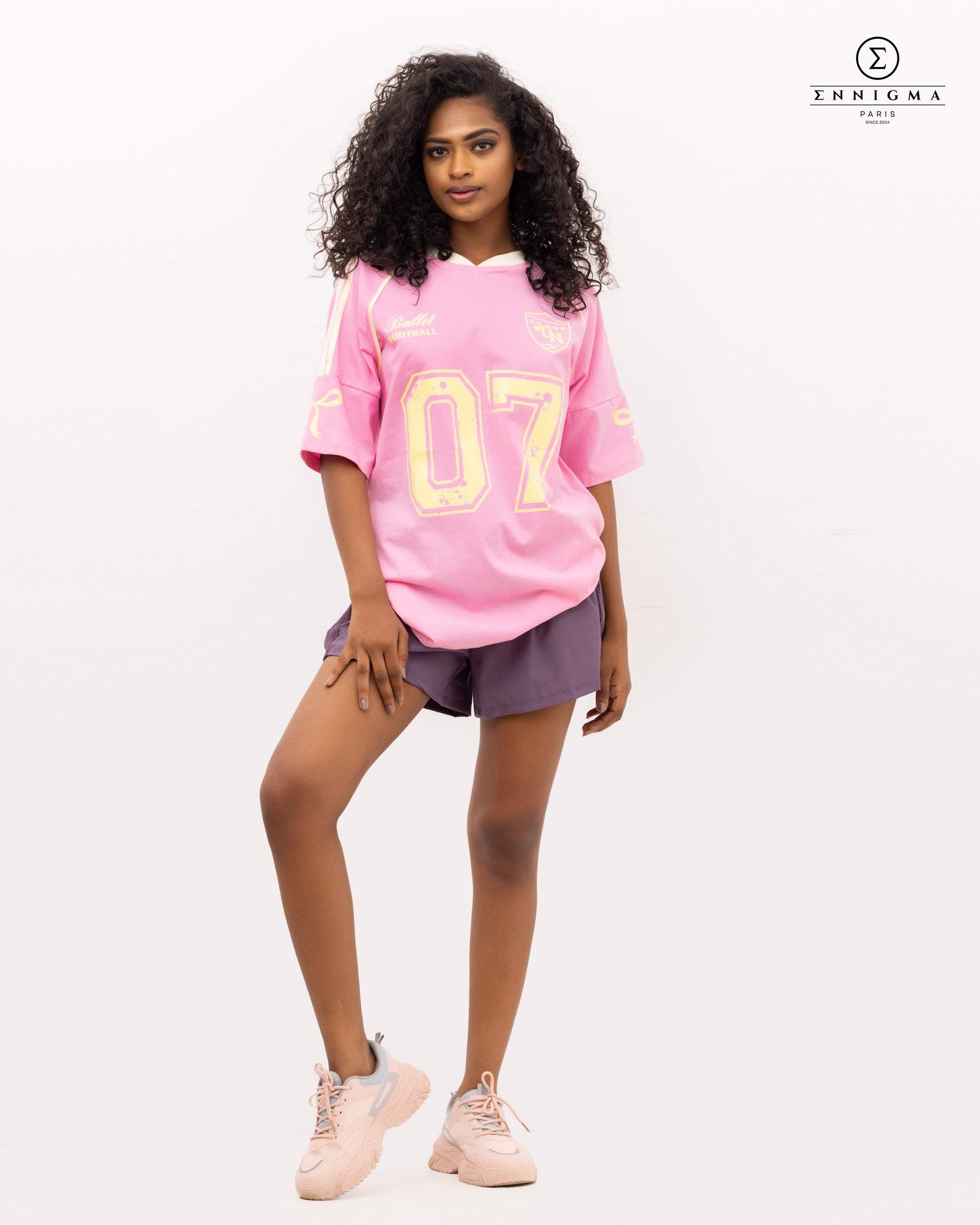 Pink Varsity Graphic Oversized Tee
