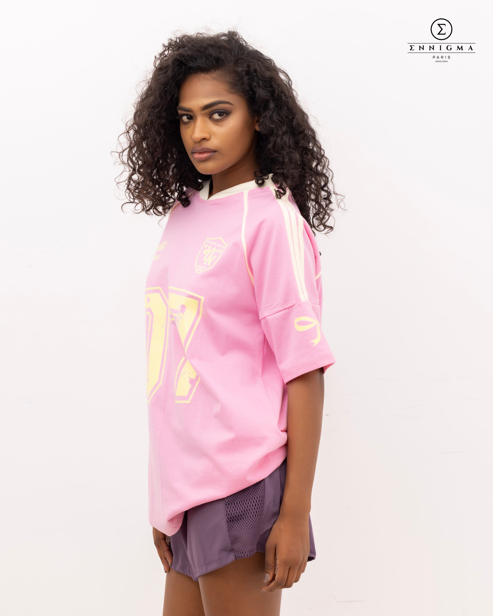Pink Varsity Graphic Oversized Tee