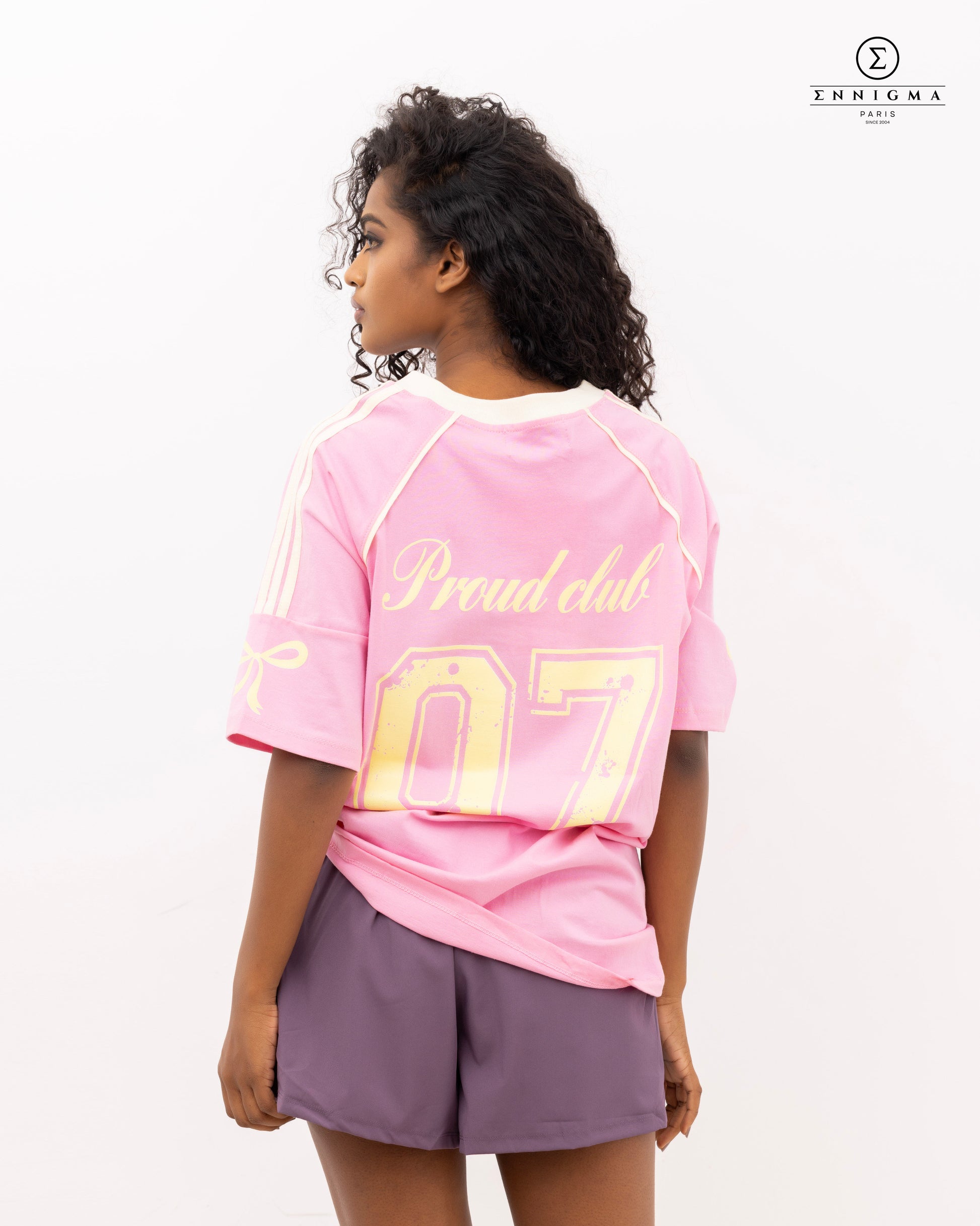 Pink Varsity Graphic Oversized Tee