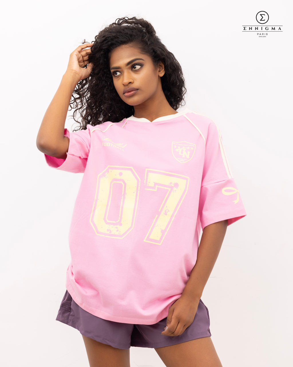 Pink Varsity Graphic Oversized Tee