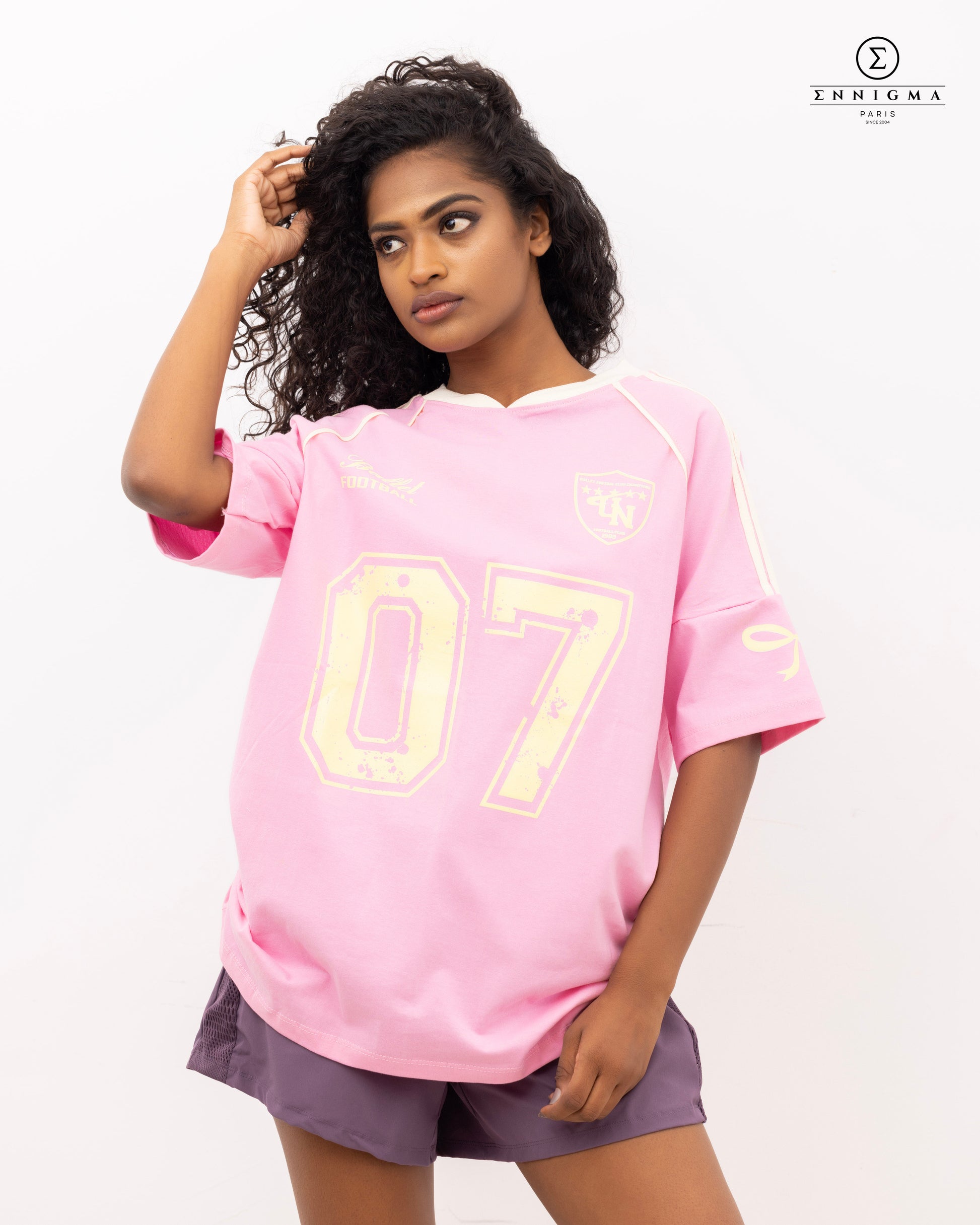 Pink Varsity Graphic Oversized Tee