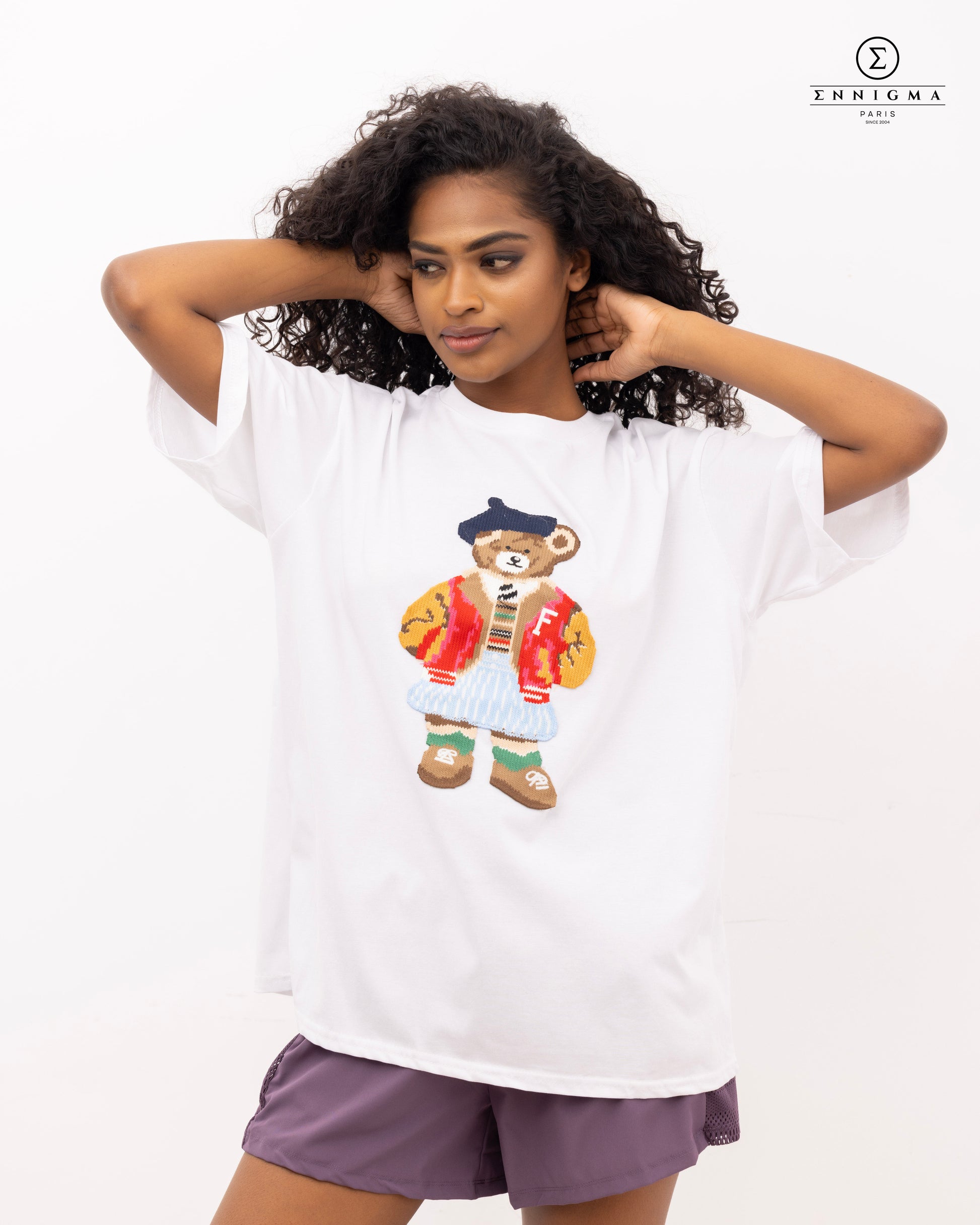 Embroidered Bear Oversized Tee