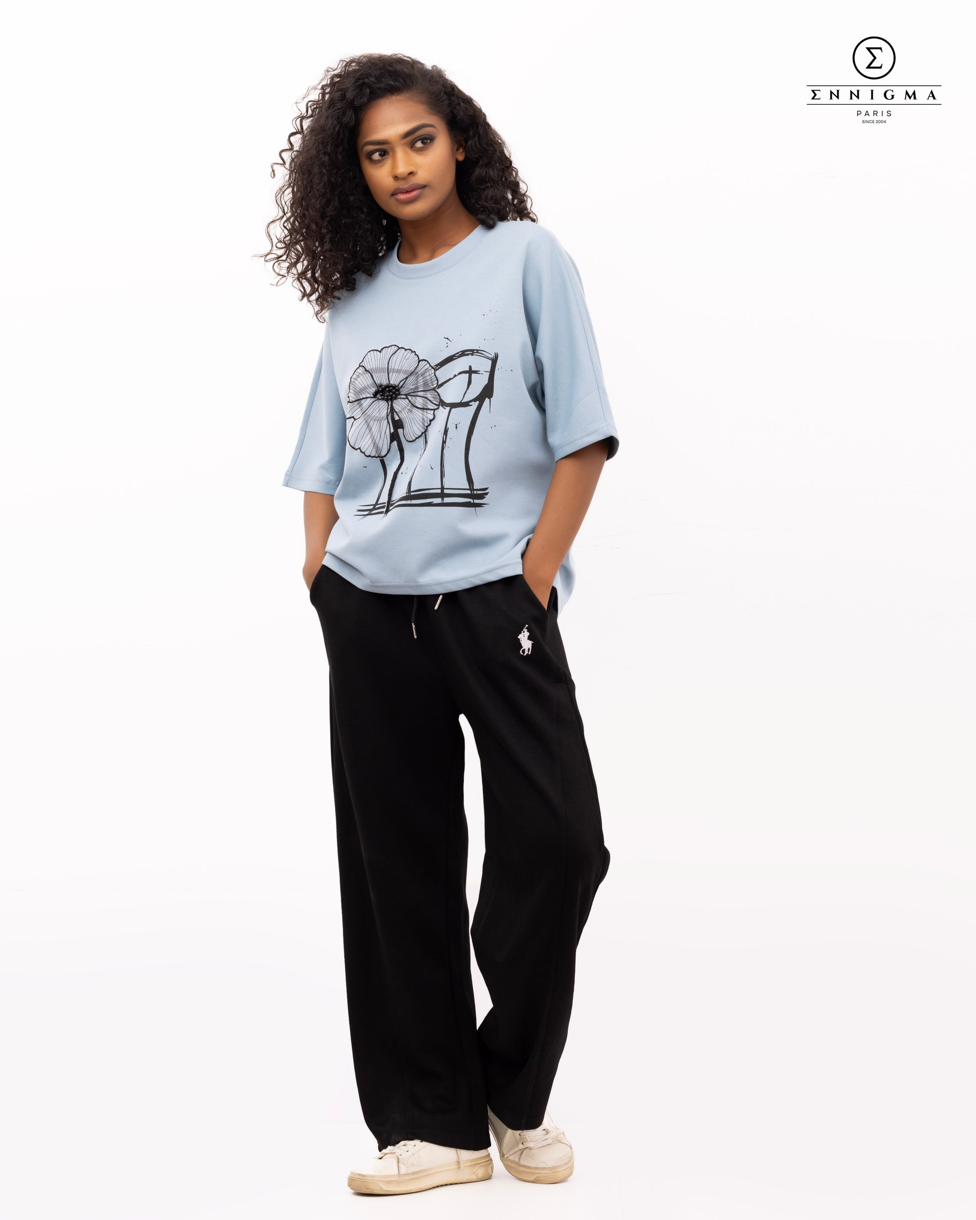 Sky Blue Corset Bloom Graphic Tee