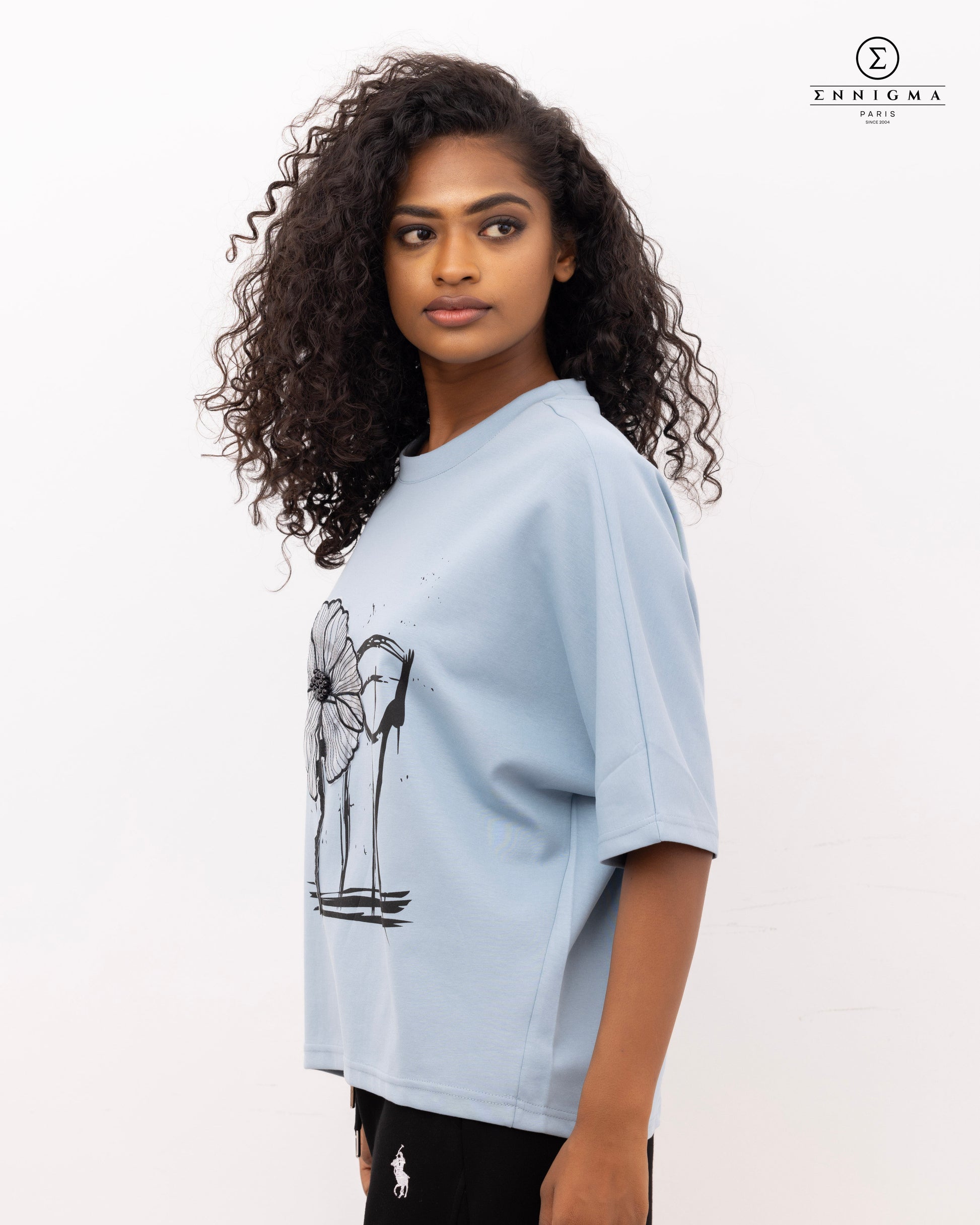 Sky Blue Corset Bloom Graphic Tee