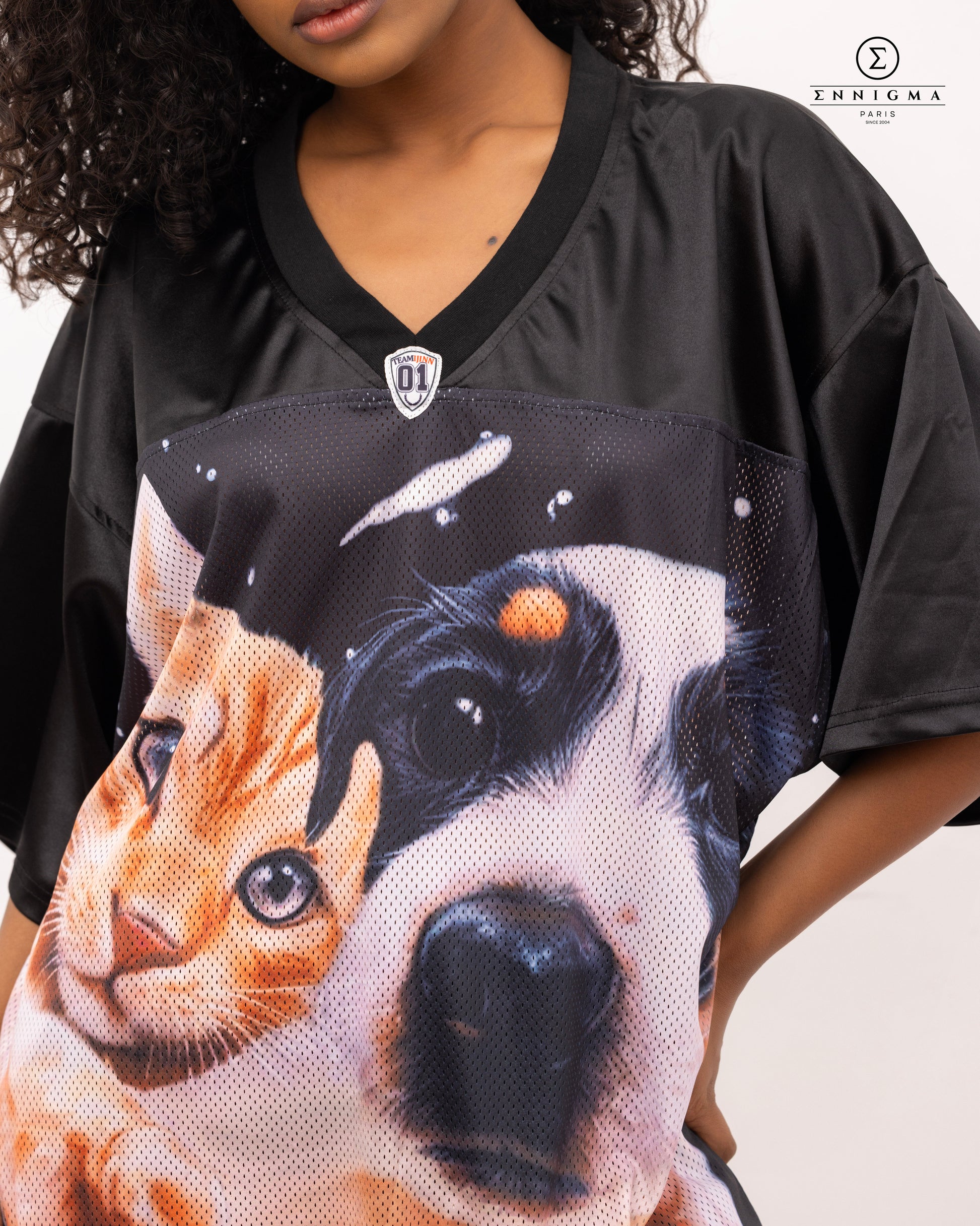 Black Oversized Pet Portrait Jersey Tee