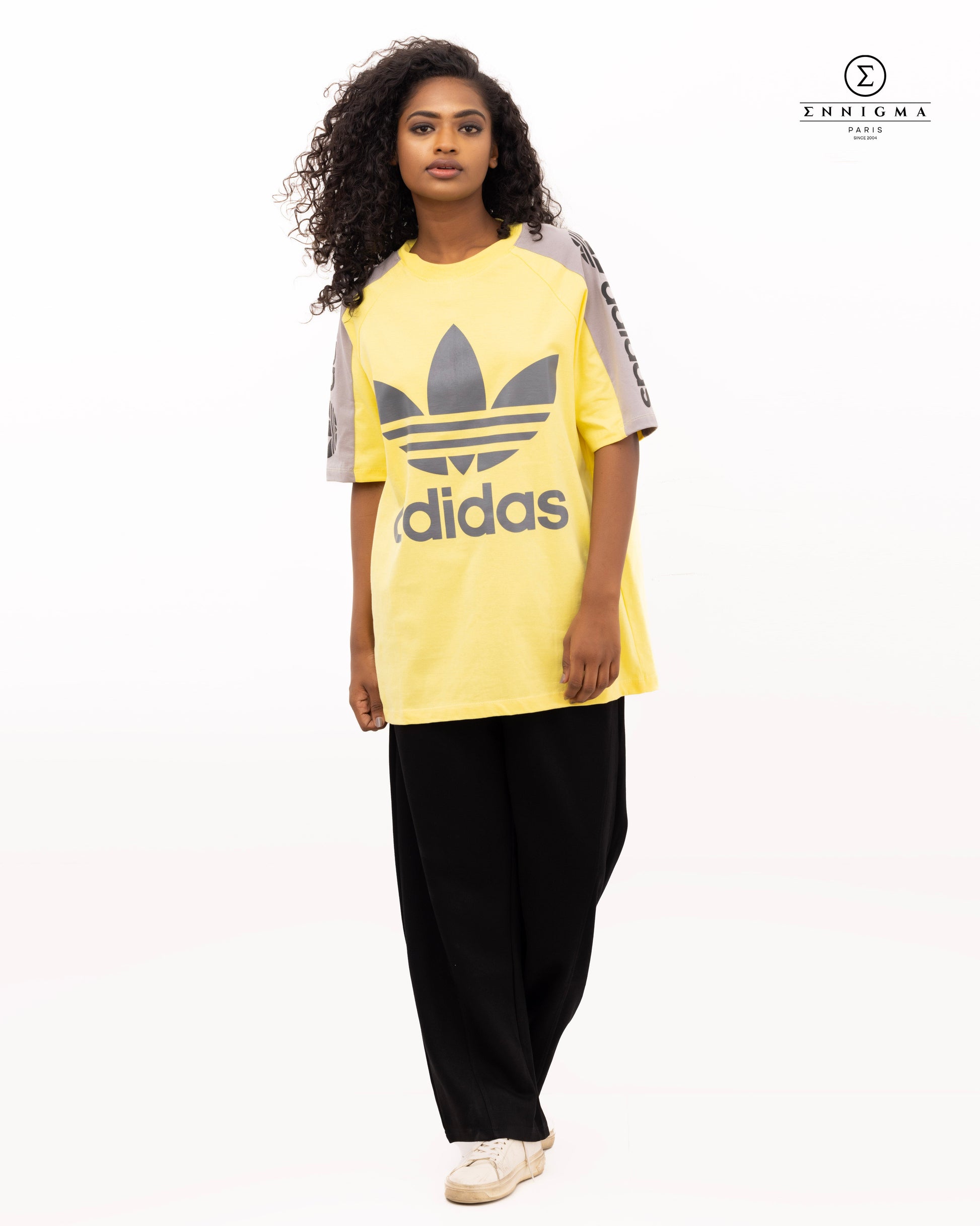 Yellow & Grey Adidas Trefoil Tee