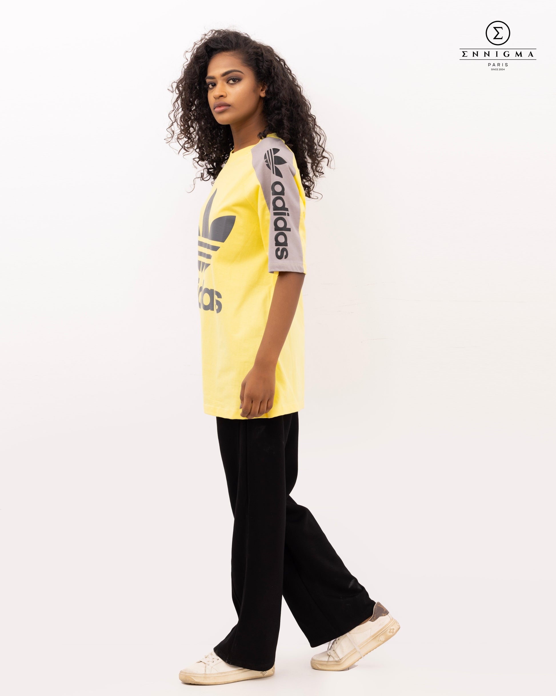 Yellow & Grey Adidas Trefoil Tee