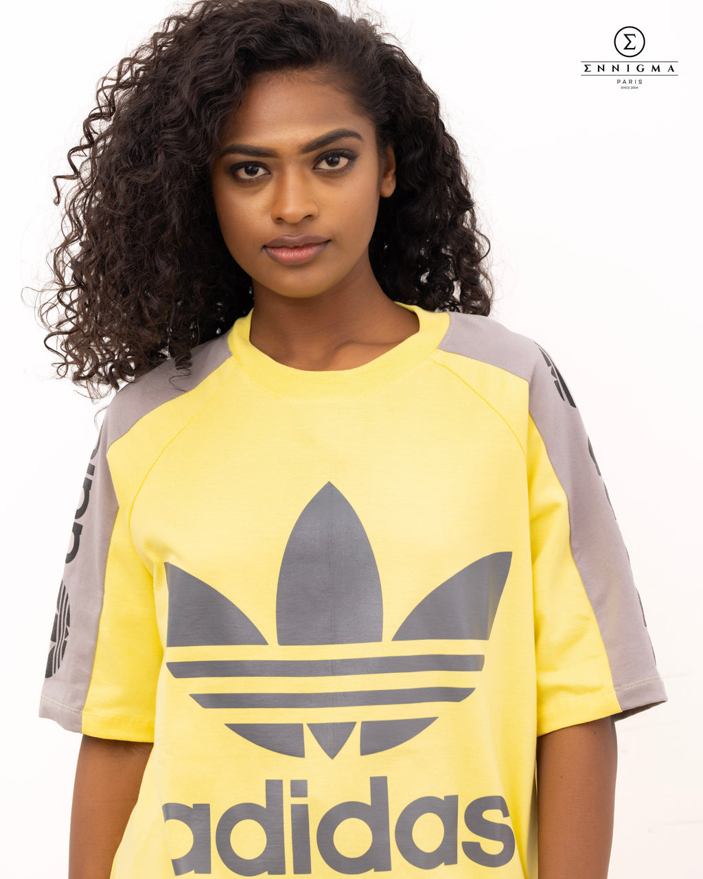 Yellow & Grey Adidas Trefoil Tee