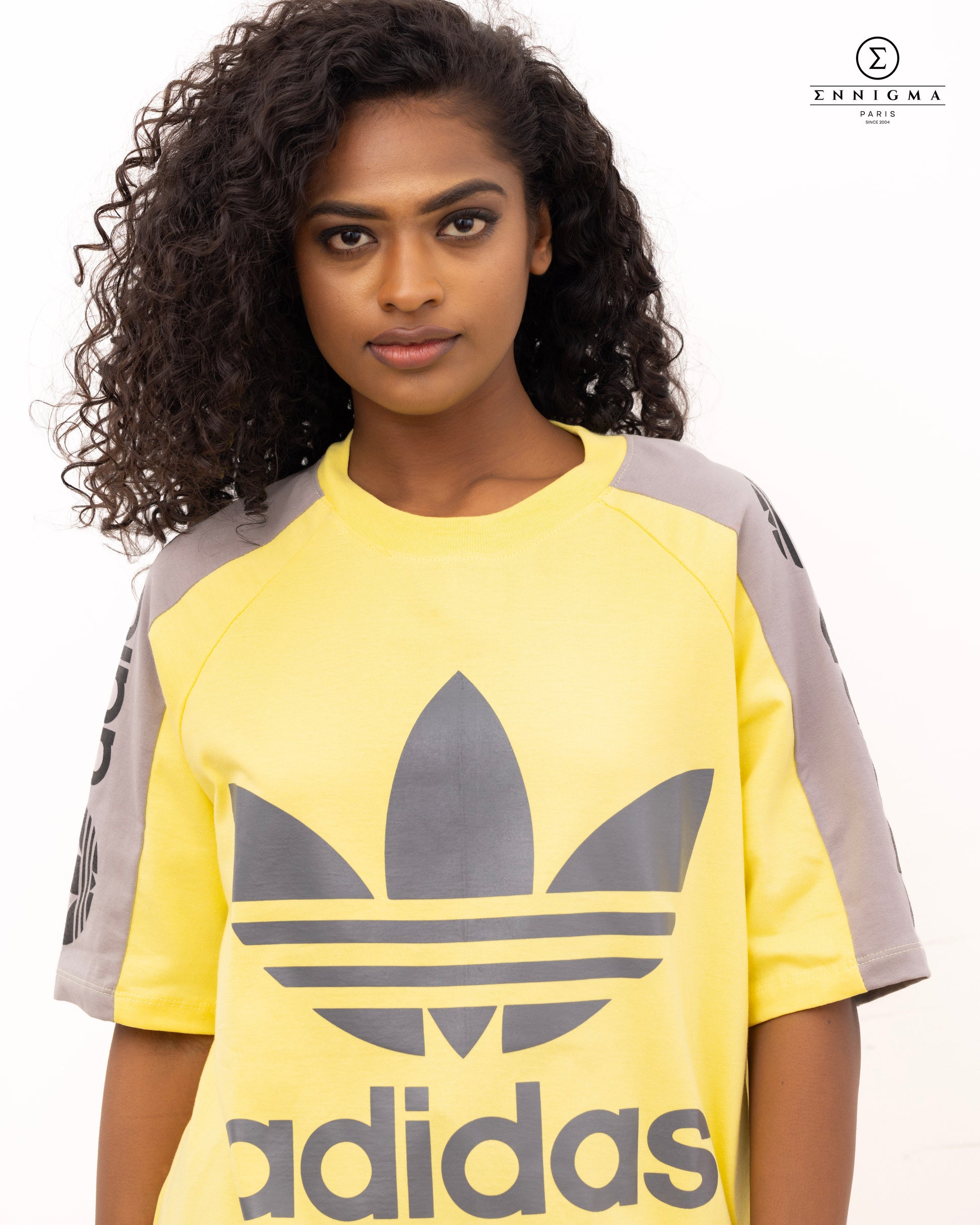 Yellow & Grey Adidas Trefoil Tee