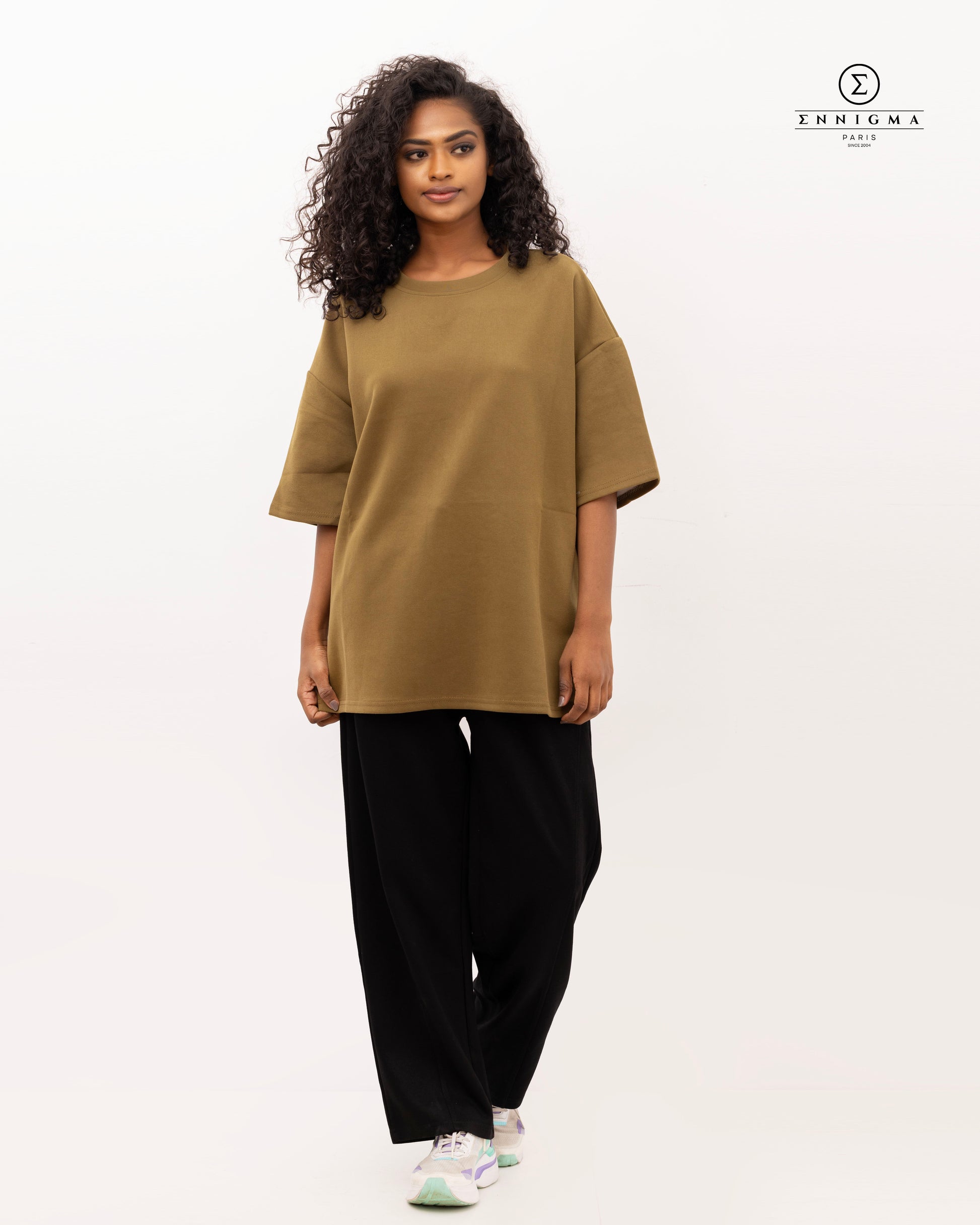 Muted Olive Oversized Drop Shoulder Tee