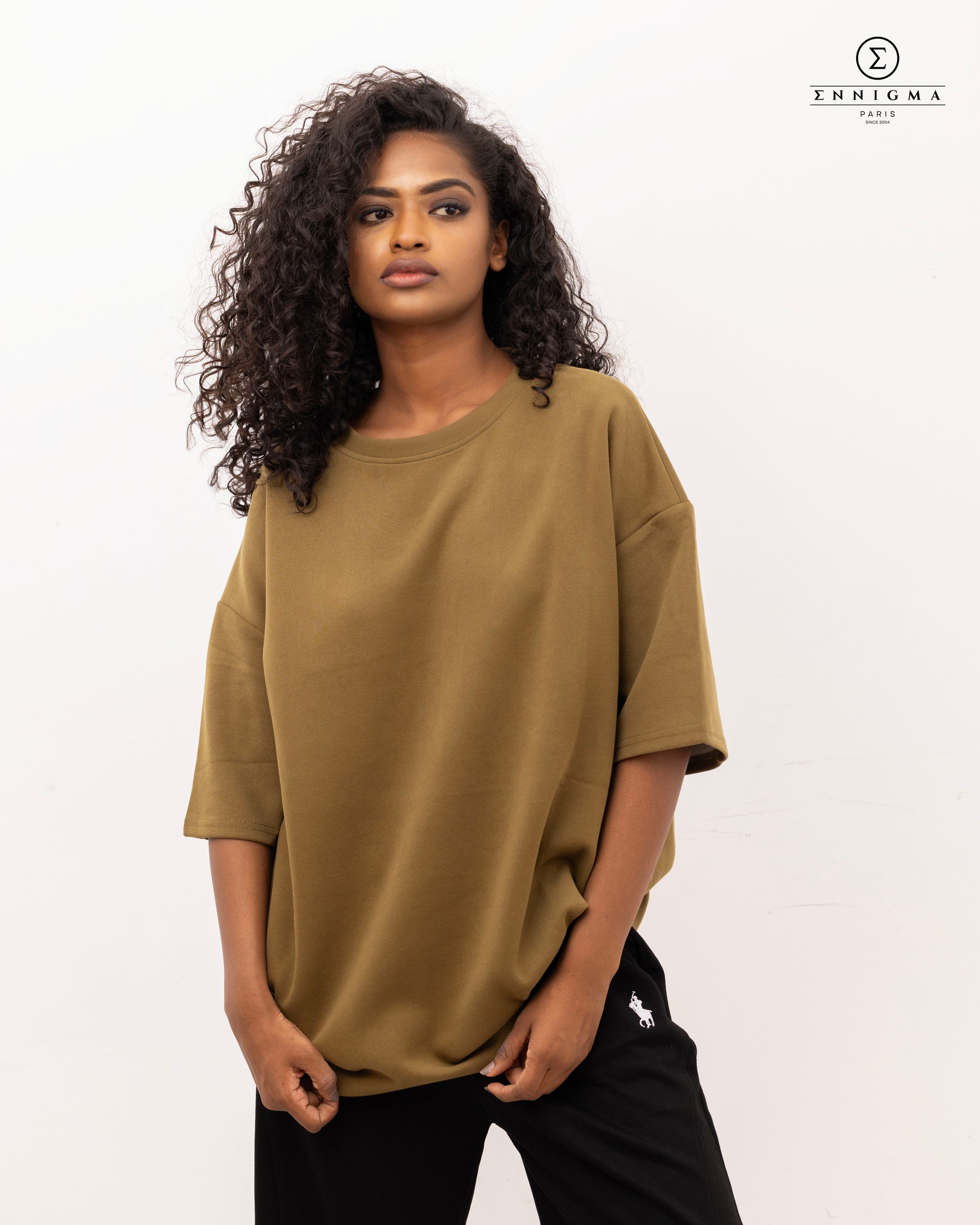 Muted Olive Oversized Drop Shoulder Tee
