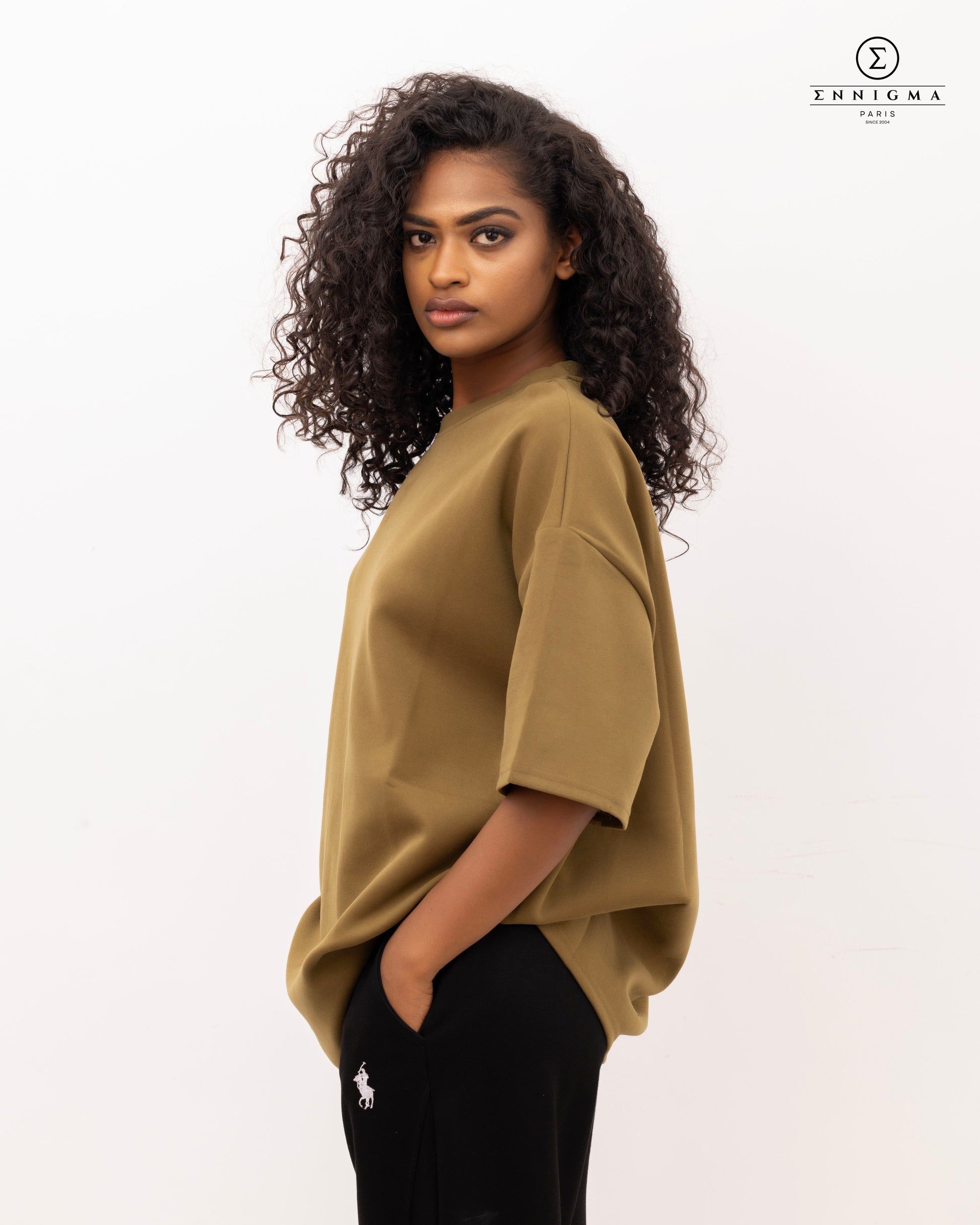 Muted Olive Oversized Drop Shoulder Tee