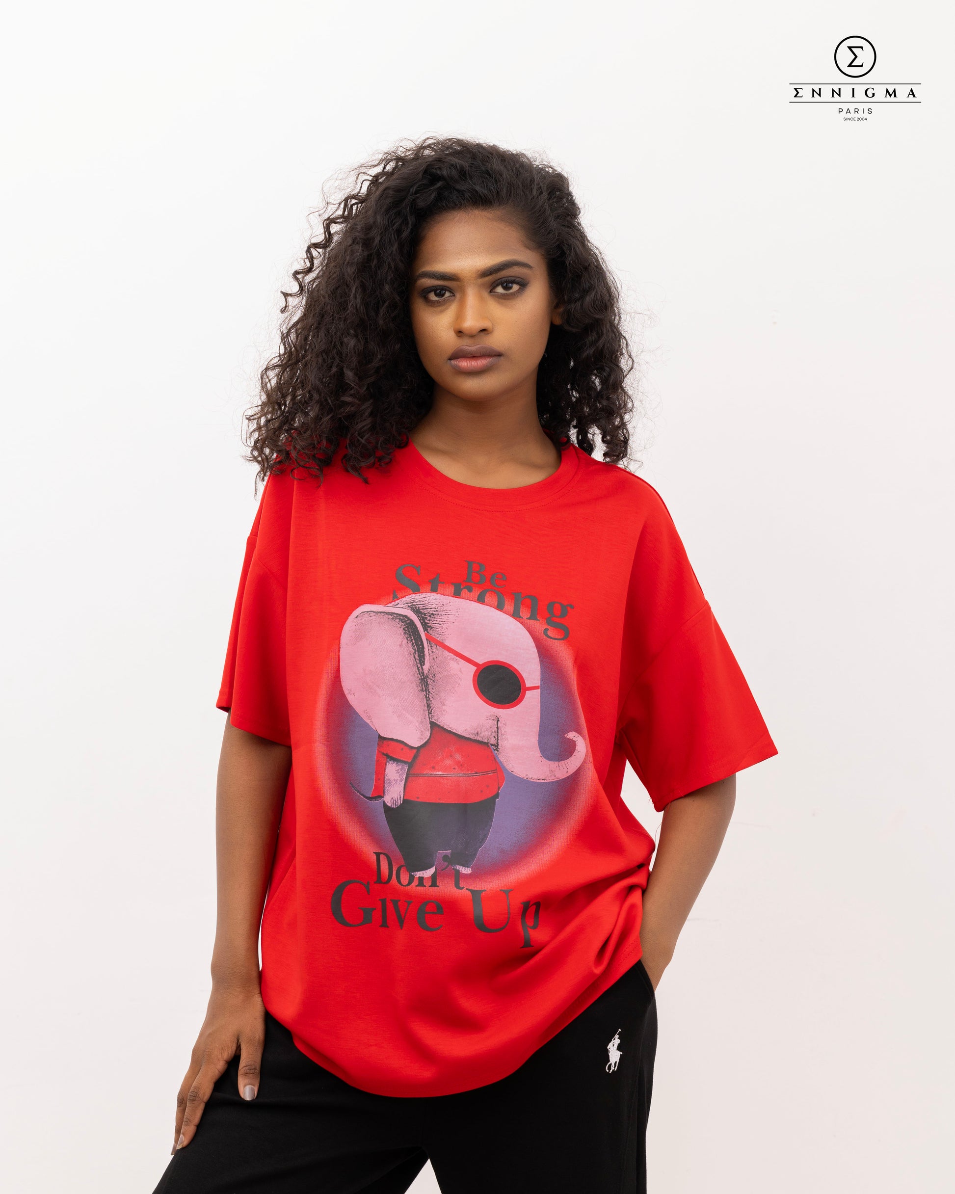 Red “Be Strong” Elephant Graphic Tee