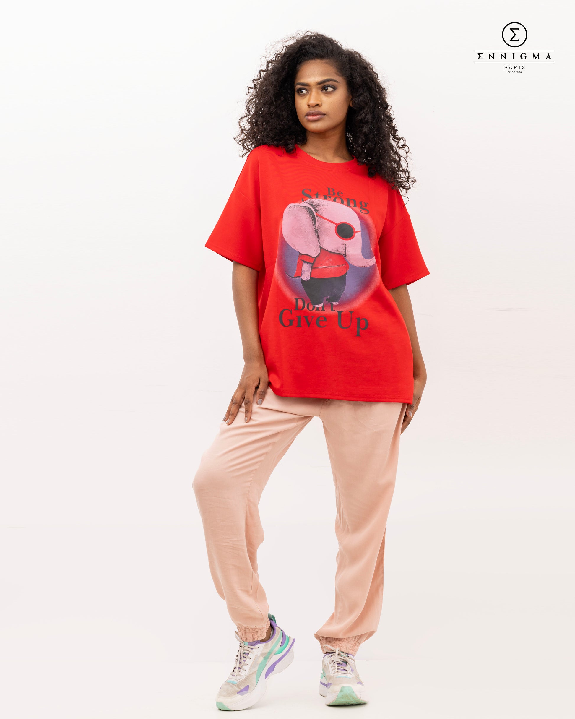 Red “Be Strong” Elephant Graphic Tee