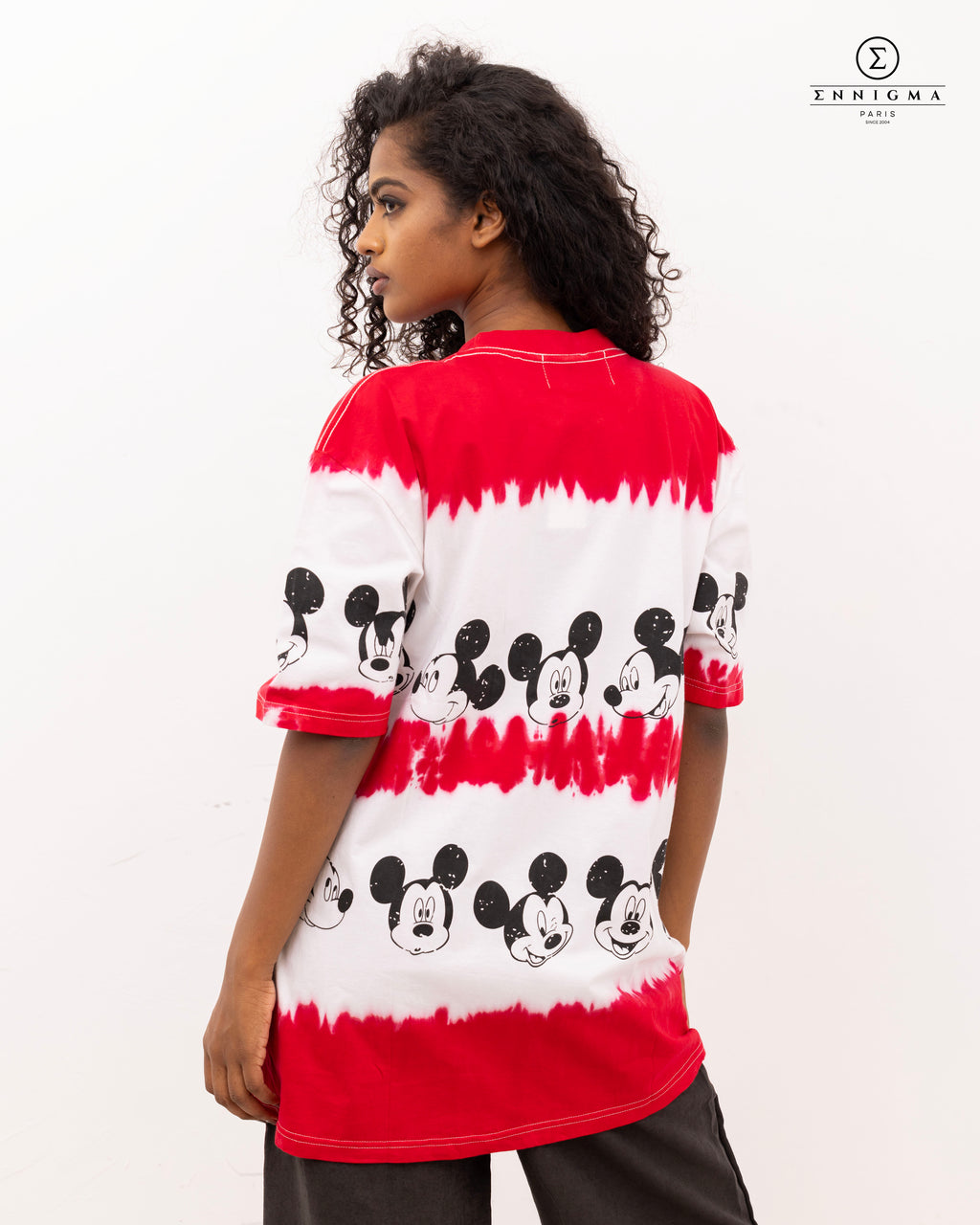 Red & White Mickey Mouse Tie-Dye Tee