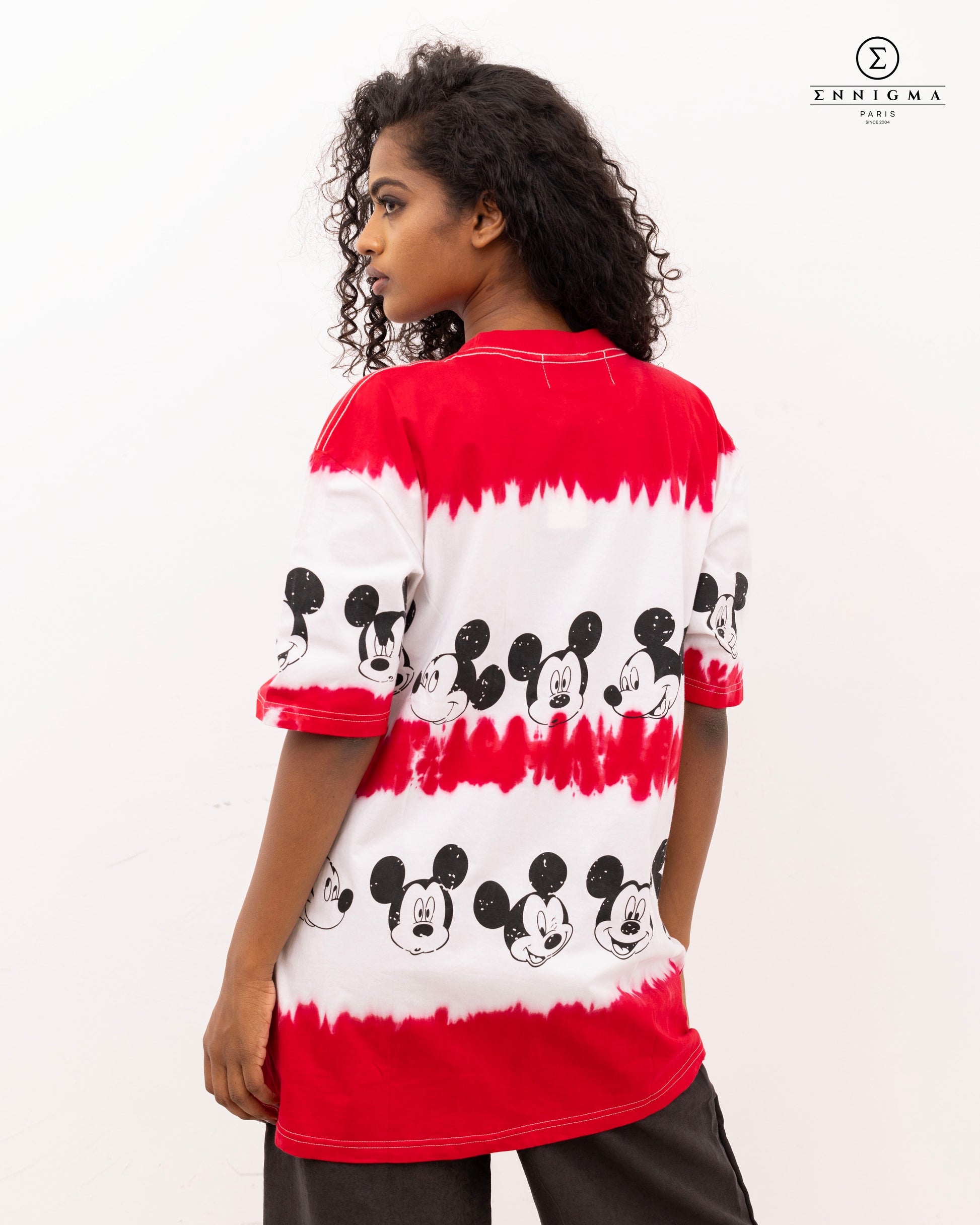 Red & White Mickey Mouse Tie-Dye Tee