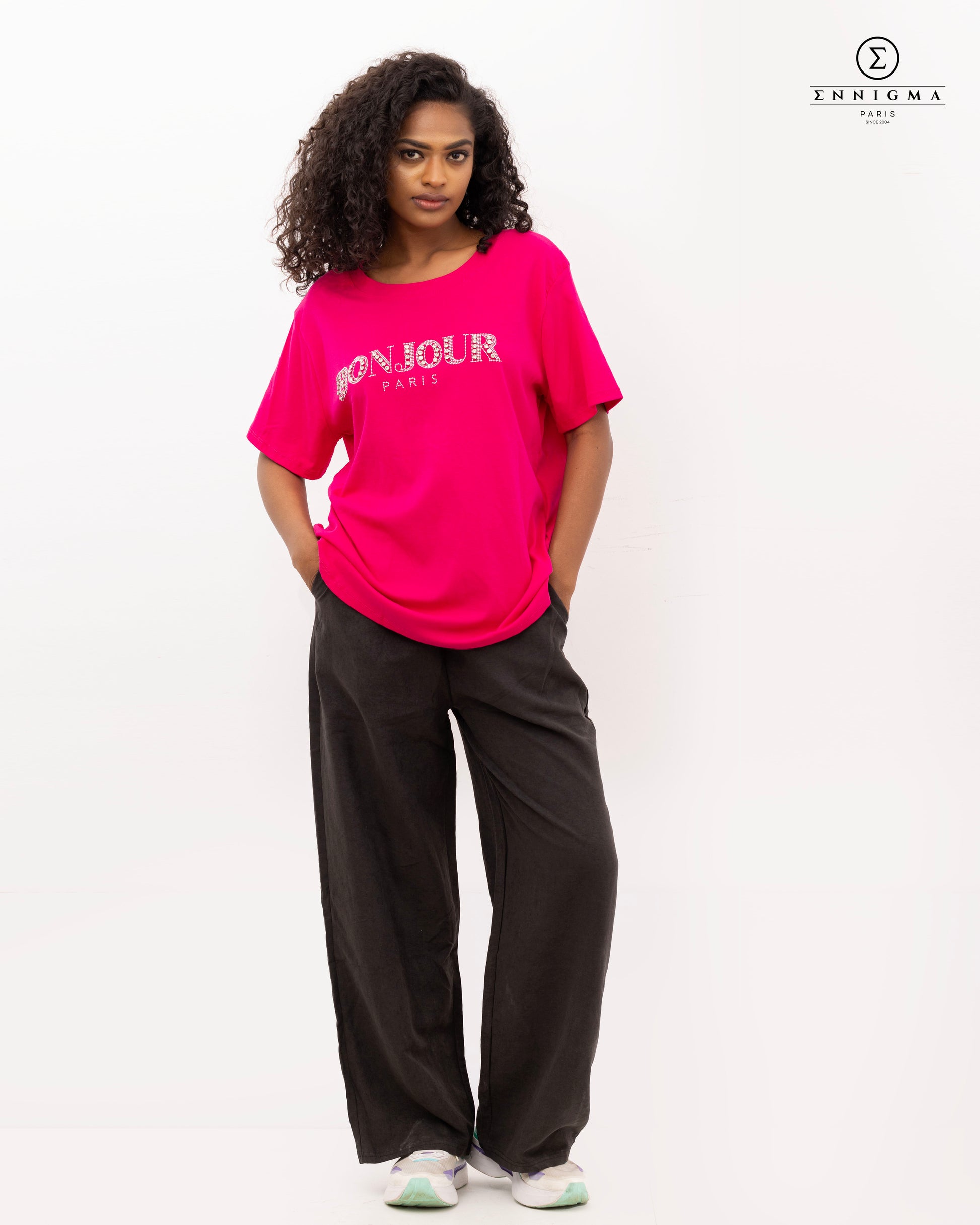 Hot Pink “Bonjour Paris” Statement Tee
