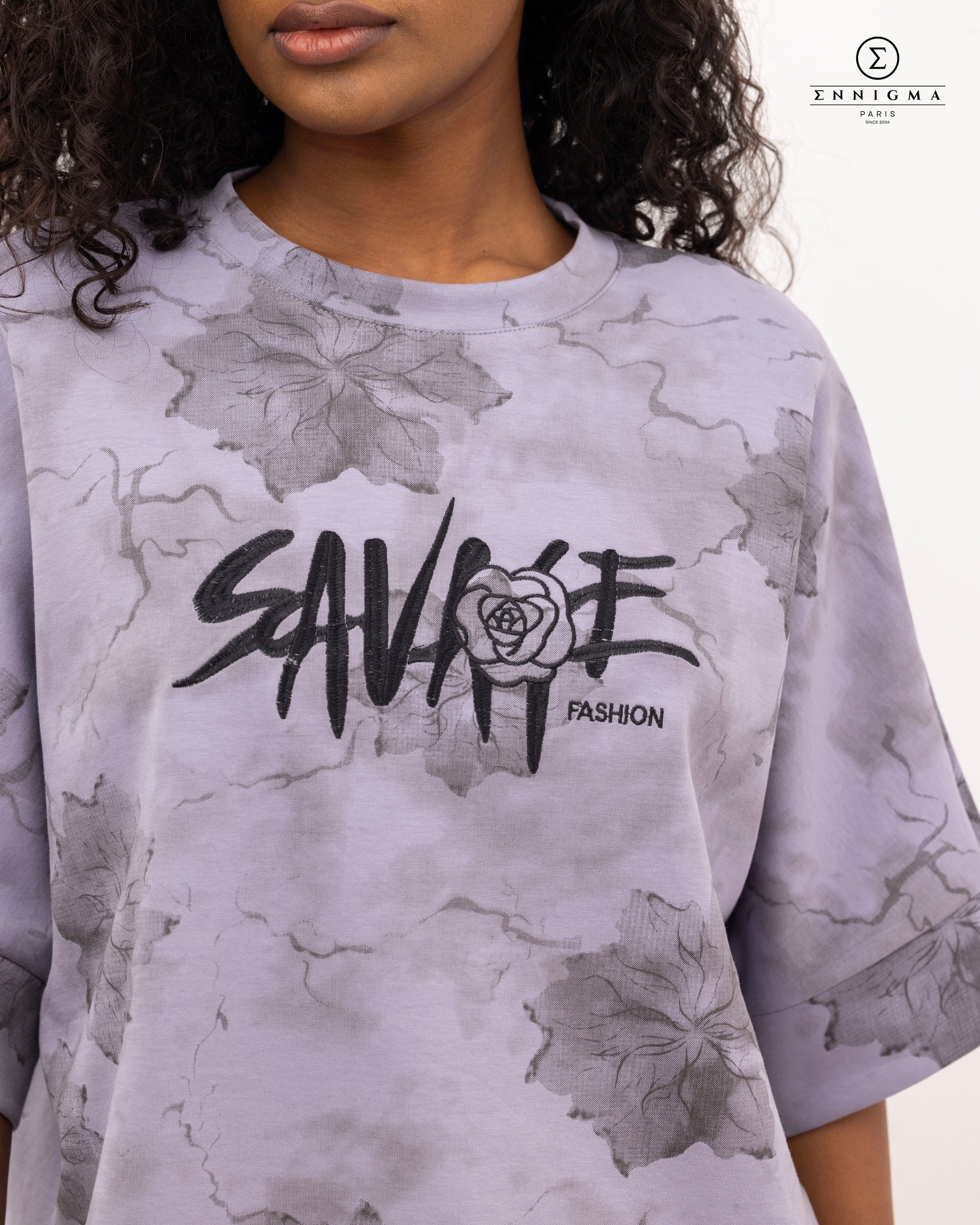 Lavender “Savage Fashion” Floral Graphic Tee
