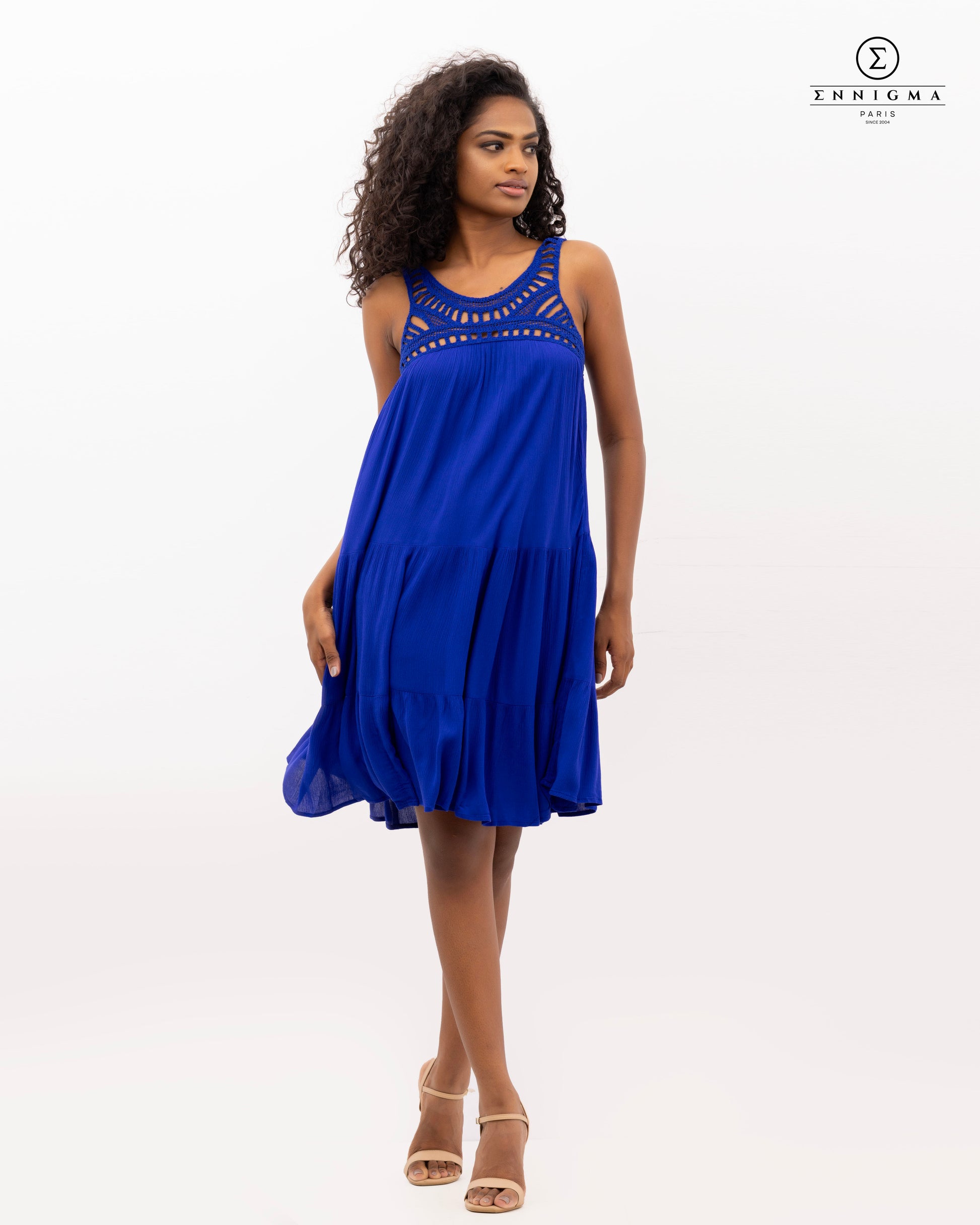 Cobalt Crochet Detail Sleeveless Dress