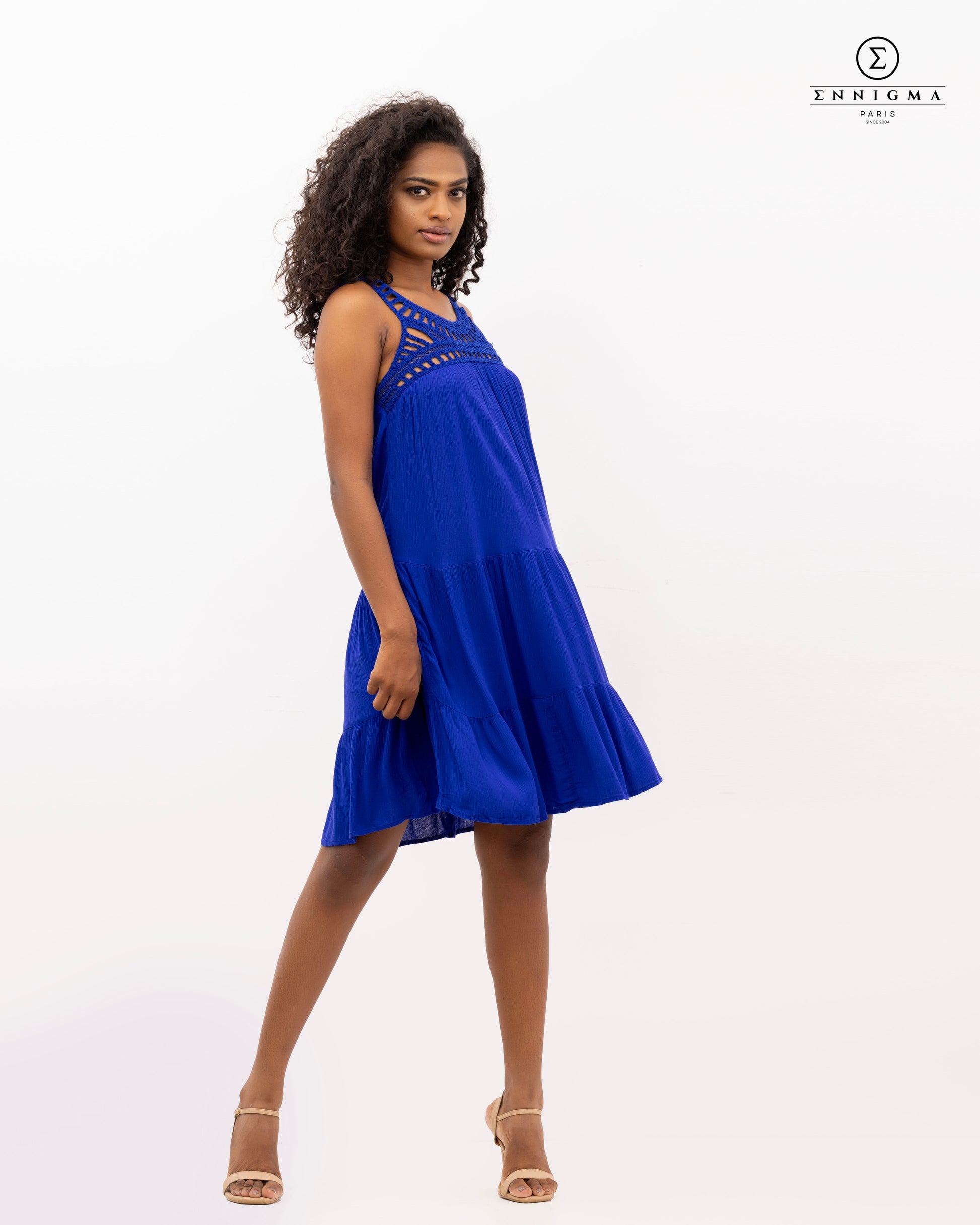 Cobalt Crochet Detail Sleeveless Dress