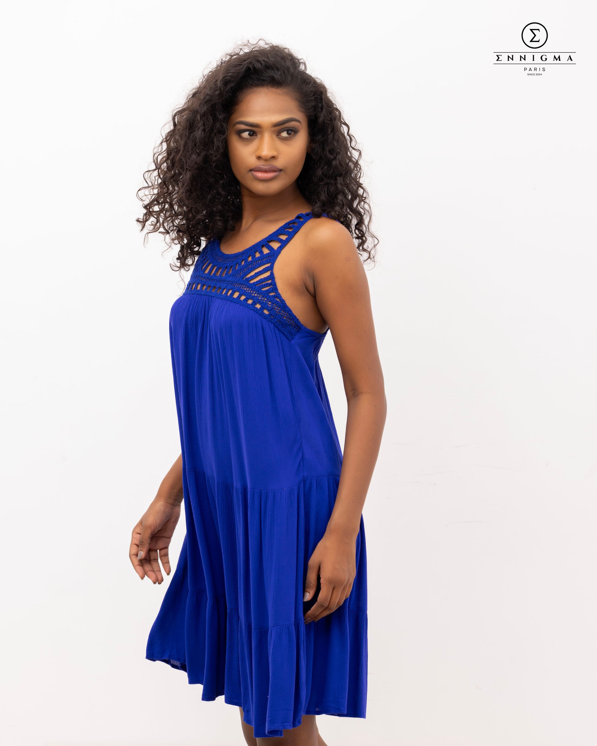 Cobalt Crochet Detail Sleeveless Dress