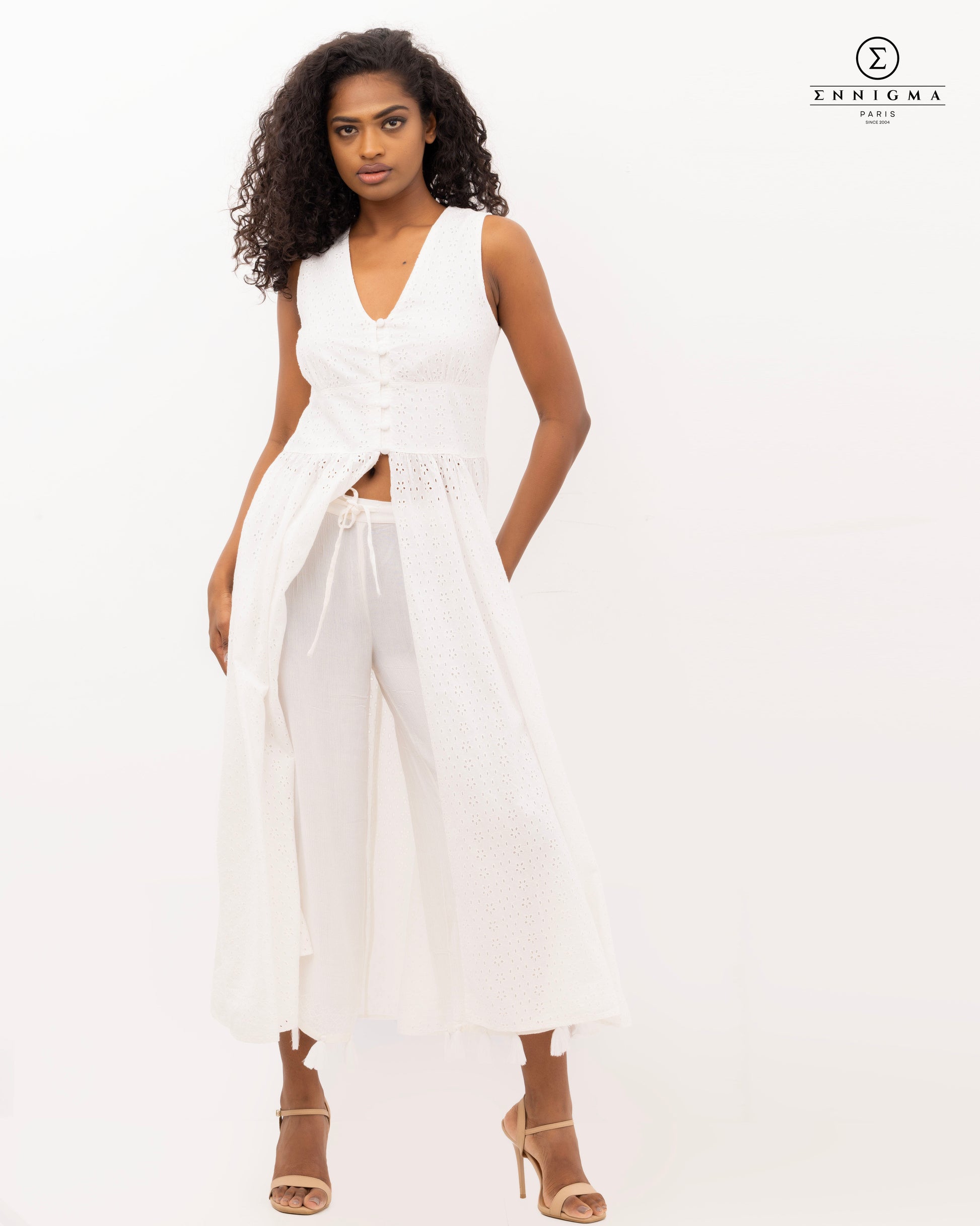 White Broderie Anglaise Sleeveless Top