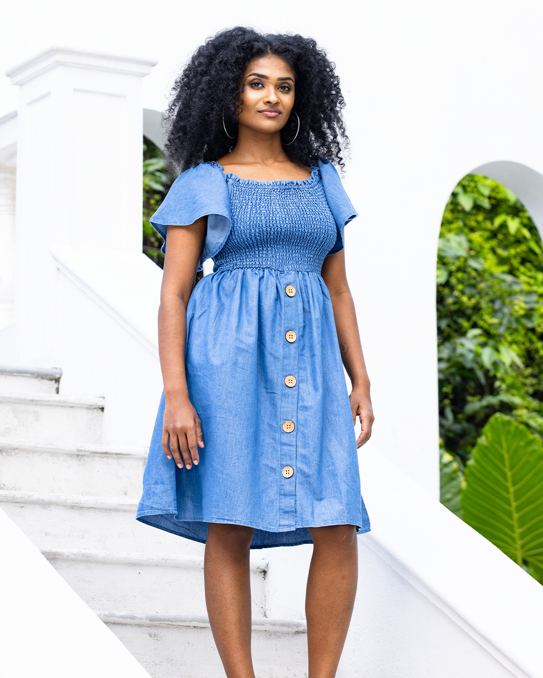 Denim Co. Button-Front Denim Dress