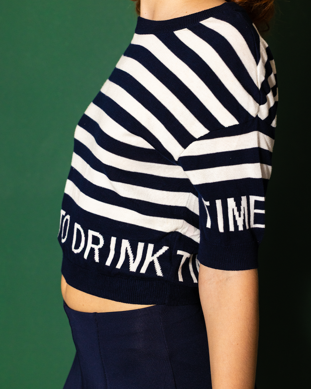 Time to Drink Striped Crop Top